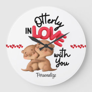 Otterly in Love with You! - Cute Valentine's Day Large Clock