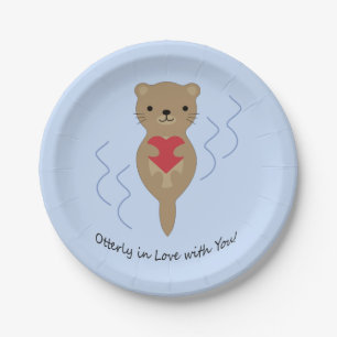 Otterly in Love with You Otter Paper Plate