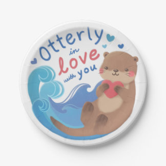 Otterly in Love with You Paper Plate