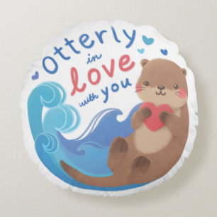 Otterly in Love with You Round Cushion