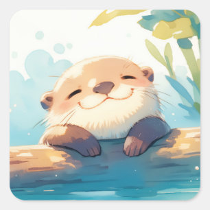 Otterly Lazy Day Square Sticker