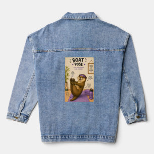 Otterly Relaxing Boat Pose, Dark Lilac Denim Jacket