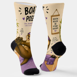 Otterly Relaxing Boat Pose, Dark Lilac Socks