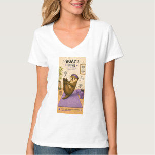 Otterly Relaxing Boat Pose, Dark Lilac  T-Shirt
