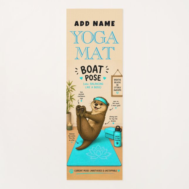 Otterly Relaxing Boat Pose Yoga Mat (Front)