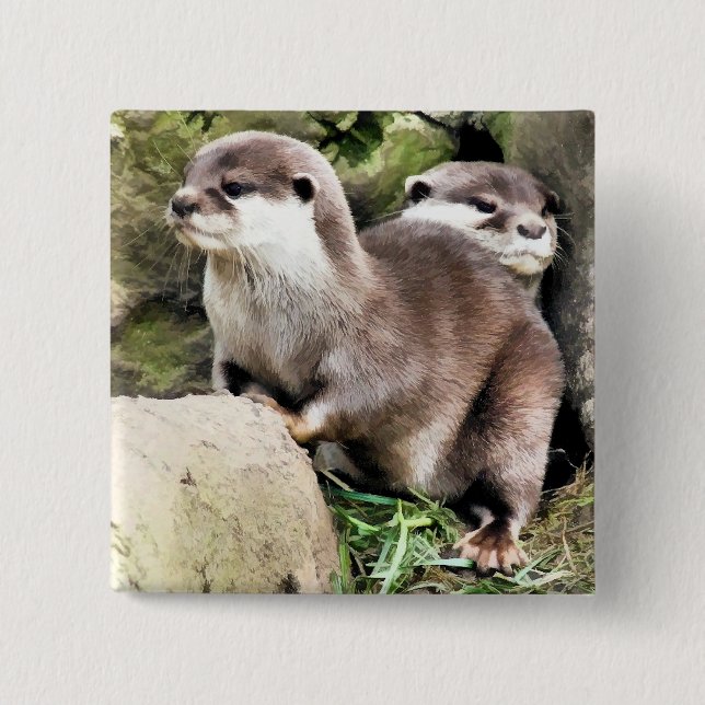 OTTERS 15 CM SQUARE BADGE (Front)