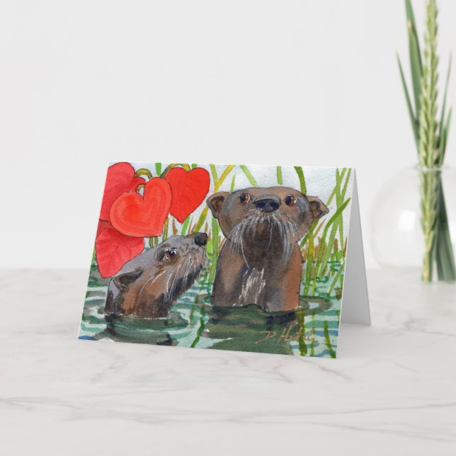 Otters. An anniversary card for otter lovers. (Front)
