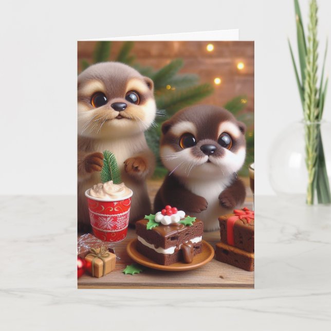 Otters and Christmas Sweets Card (Front)