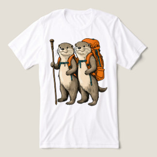 Otters Backpacker Hiking Couple Tri-Blend Shirt