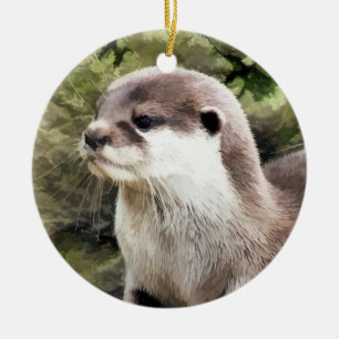 OTTERS CERAMIC TREE DECORATION