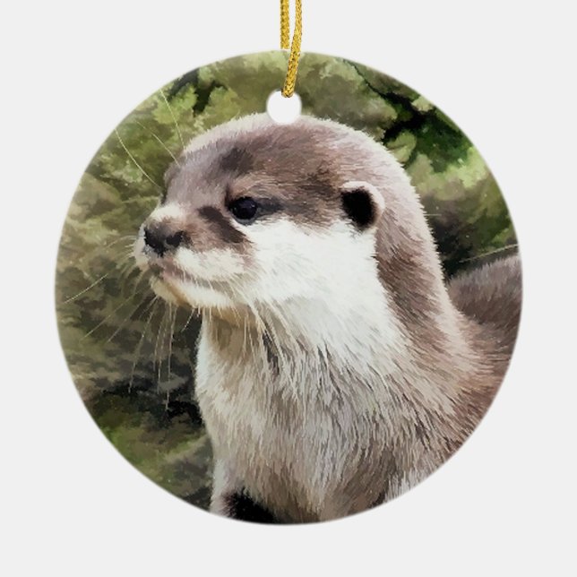 OTTERS CERAMIC TREE DECORATION (Front)