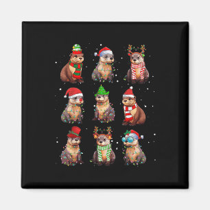 Otters Christmas Lights Decoration Funny Sea Otter Magnet