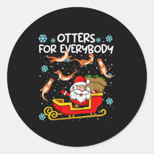 Otters For Everybody Santa Funny Christmas Otter  Classic Round Sticker