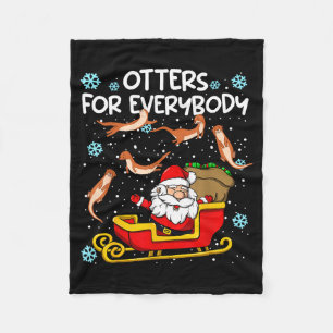 Otters For Everybody Santa Funny Christmas Otter  Fleece Blanket