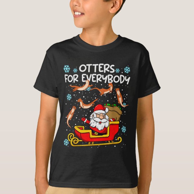 Otters For Everybody Santa Funny Christmas Otter  T-Shirt (Front)