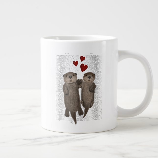 Otters Holding Hands Large Coffee Mug (Right)