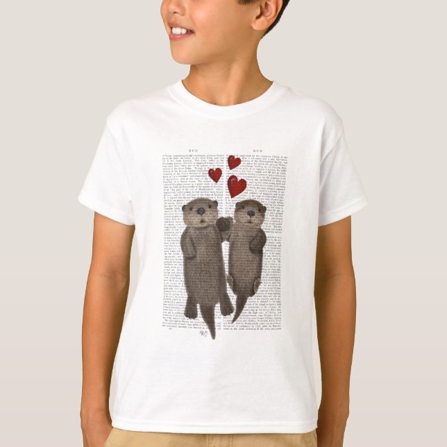 Otters Holding Hands T-Shirt (Front)