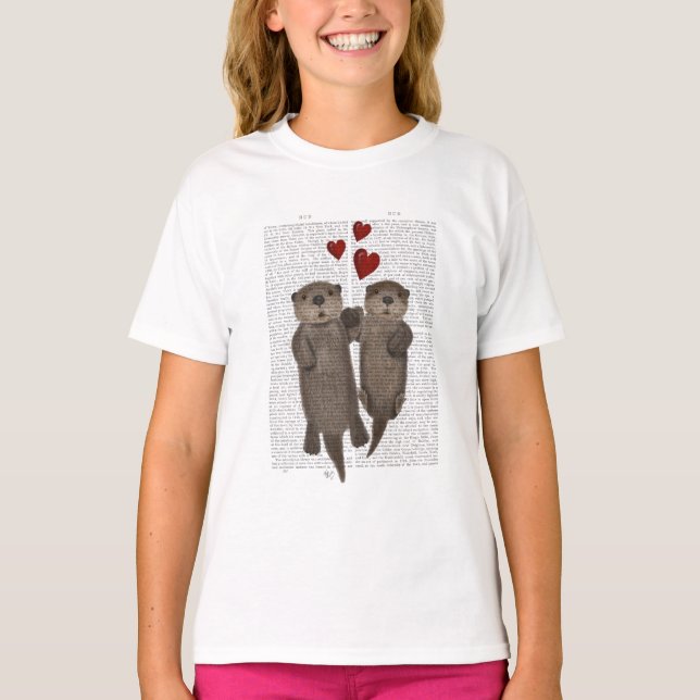 Otters Holding Hands T-Shirt (Front)