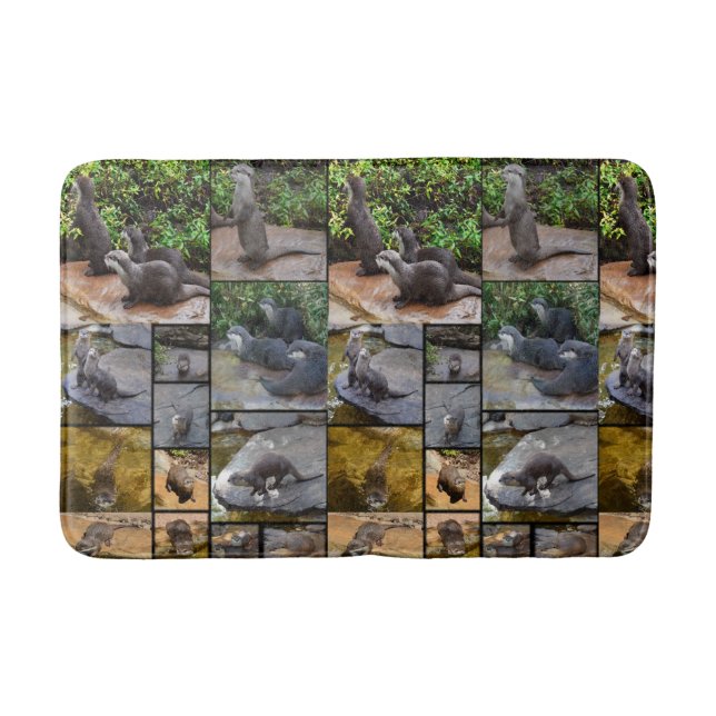 Otters In A Photo Collage, Bath Mat (Front)
