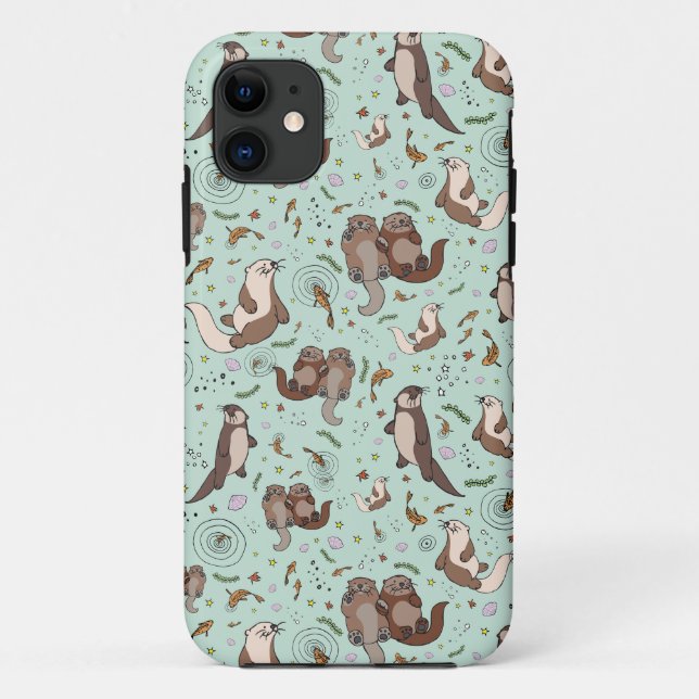 Otters in Blue Case-Mate iPhone Case (Back)