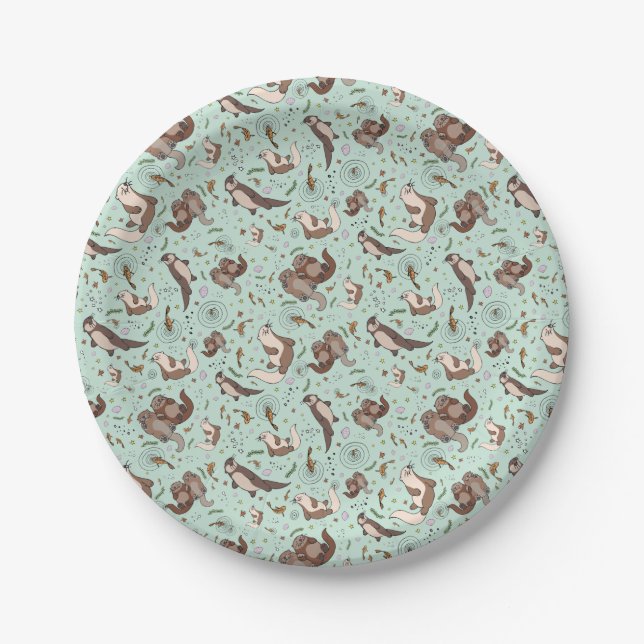 Otters in Blue Paper Plate (Front)