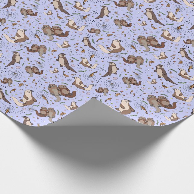 Otters in Purple Wrapping Paper (Corner)