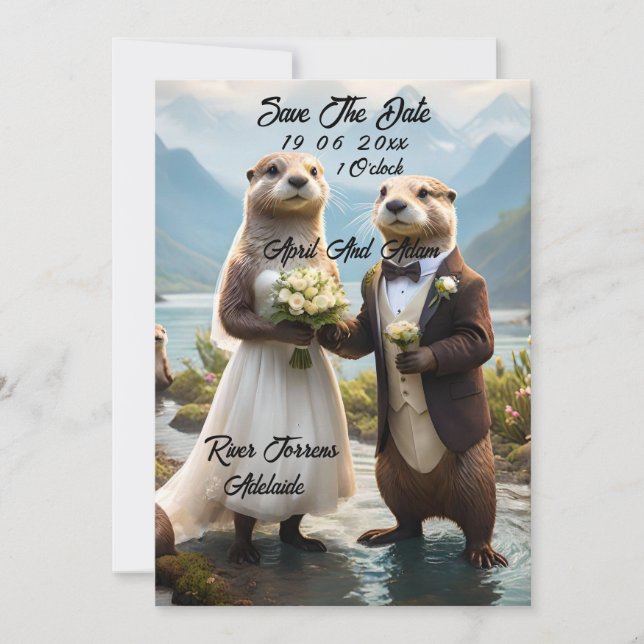 Otters On Their Wedding Day Save The Date, Date (Front)