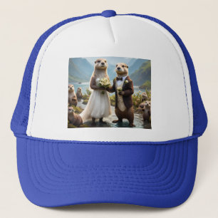 Otters On Their Wedding Day, Wedding Trucker Hat