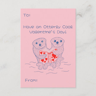 Otters Reading a Book Cute Valentine's Day Card
