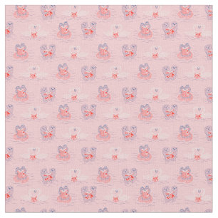 Otters, Swans, Frogs Reading Books Valentines Day Fabric