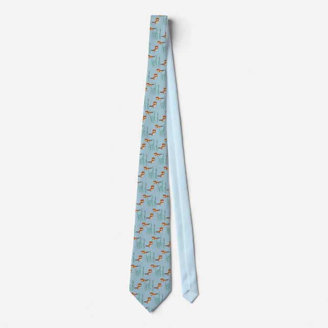 Otters Swimming Blue Tie (Front)