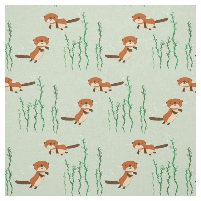 Otters Swimming Fabric (Swatch)