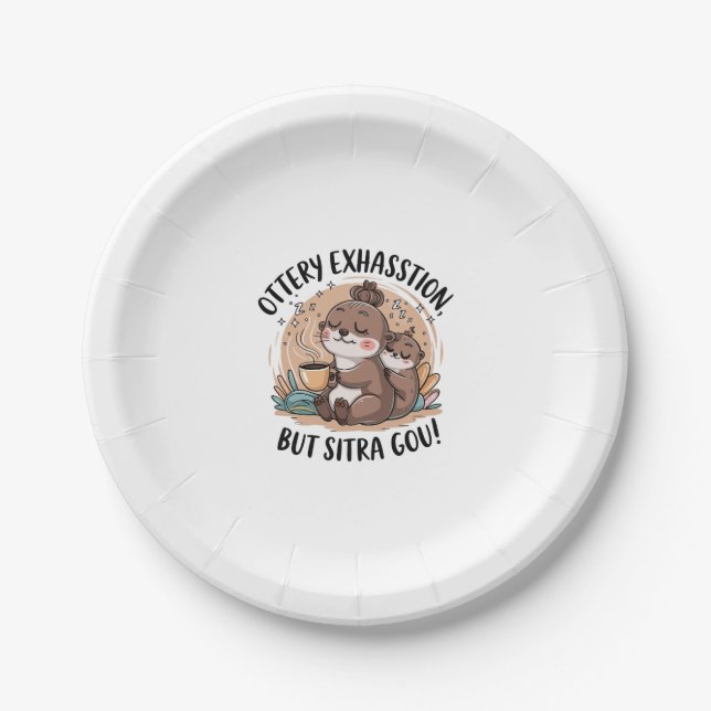 Ottery Expression Cute Sloth and Baby Paper Plate (Front)