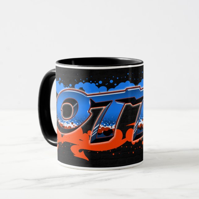 Otto First Name Name Graffiti blue orange cup (Front Left)