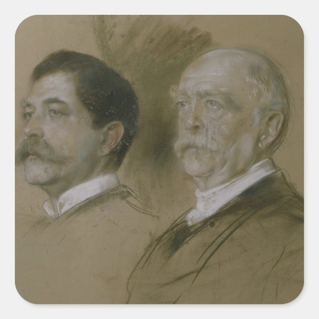 Otto von Bismarck and his Son Herbert Square Sticker (Front)