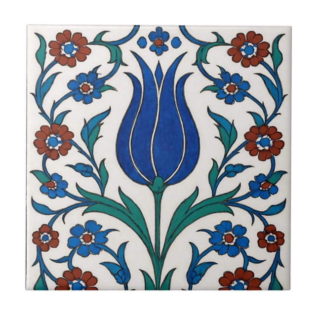 Ottoman Floral Tile – Traditional Tulip Design (Front)