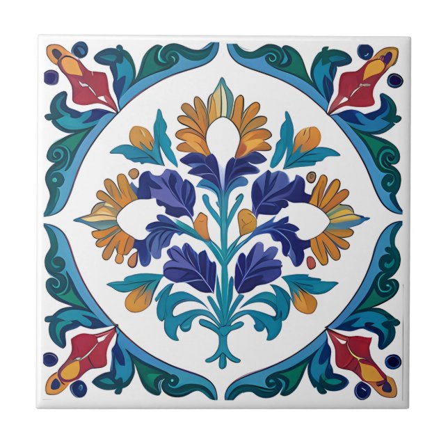 Ottoman Garden Floral Ceramic Tile (Front)