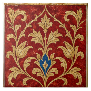 Ottoman Red Gold Floral Ornament Tile