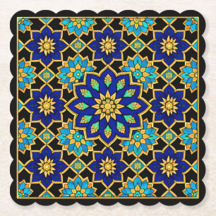 Ottoman Style History Design Blue Paper Coaster
