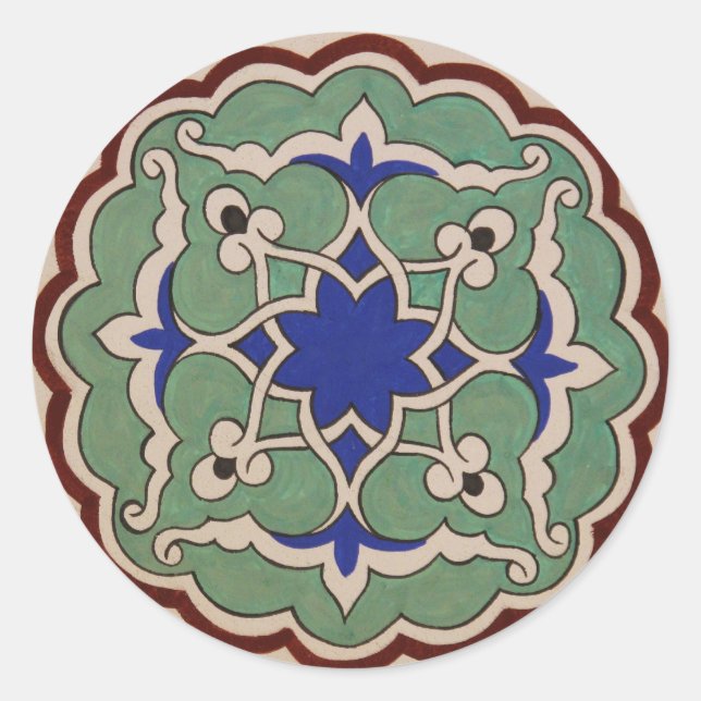 Ottoman Turkey Arabesque Old Tile Classic Round Sticker (Front)