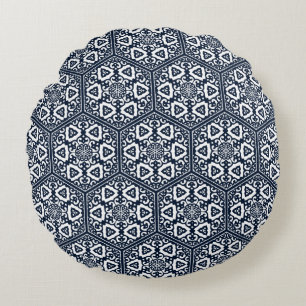 Ottoman turkish blue ware tracery design round cushion