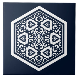 Ottoman turkish blue ware tracery design tile