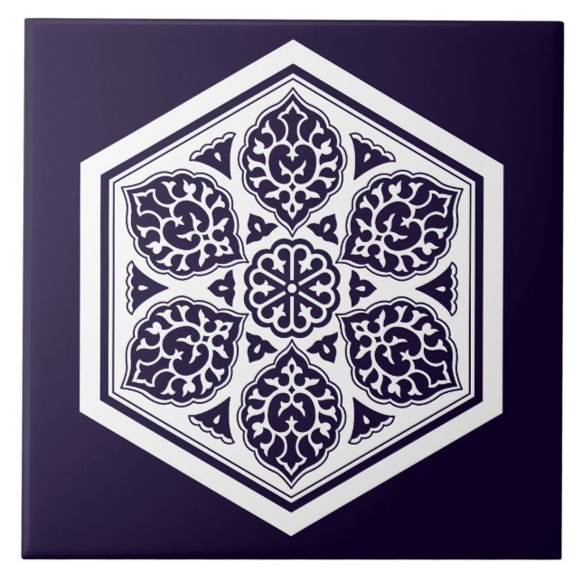 Ottoman Turkish White blue ware rosette Oriental Tile (Front)