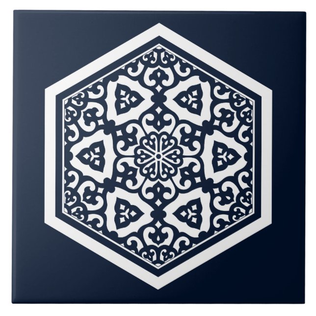 Ottoman Turkish White Blue ware tracery design Tile (Front)