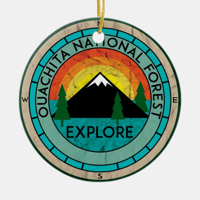 OUACHITA NATIONAL FOREST ARKANSAS HOT SPRINGS LAKE CERAMIC TREE DECORATION (Front)