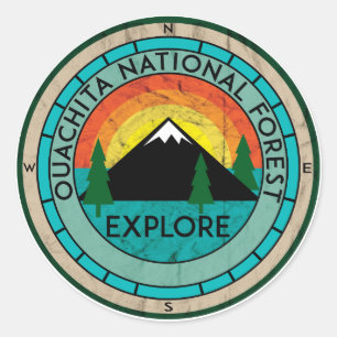 OUACHITA NATIONAL FOREST ARKANSAS HOT SPRINGS LAKE CLASSIC ROUND STICKER