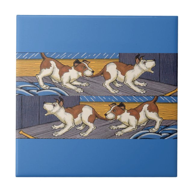 OUCH! dog bites dog Tile (Front)