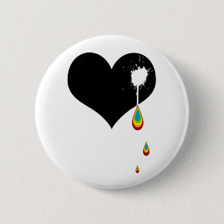 ouch. rainbow heart. 6 cm round badge