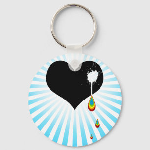ouch. rainbow heart. key ring
