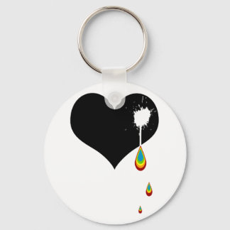 ouch. rainbow heart. key ring